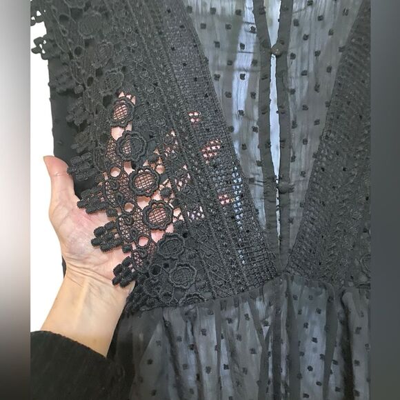 Y2K Sheer Lace Empire Waist Top Size Small Victorian Whimsigoth Fairy Croquette - Picture 2 of 13